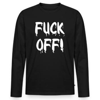 Fuck off! - Männer Premium Bio Langarmshirt - Schwarz - Vorne - Nico (187cm)