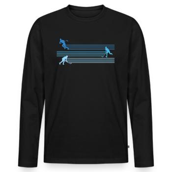 Floorball Player Floorball FloorBall - Men's Premium Organic Long Sleeve Shirt - black - Front - Nico (187cm)