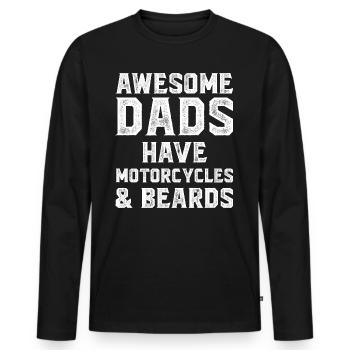 Les Papas Géniaux Ont Des Motos Et Des Barbes - T-shirt manches longues Premium bio Homme - noir - Devant - Nico (187cm)