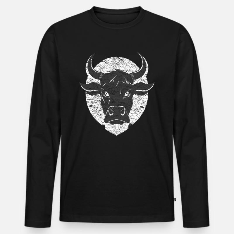 Wütender Bulle Stier - Männer Premium Bio Langarmshirt - Schwarz