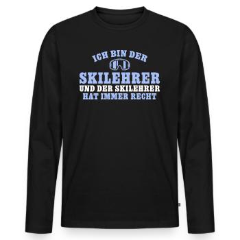 Skifahrer hat immer Recht Skilehrer - Männer Premium Bio Langarmshirt - Schwarz - Vorne - Nico (187cm)