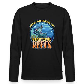 Easily Distracted By Beautiful Reefs Ocean - Men's Premium Organic Long Sleeve Shirt - black - Front - Nico (187cm)