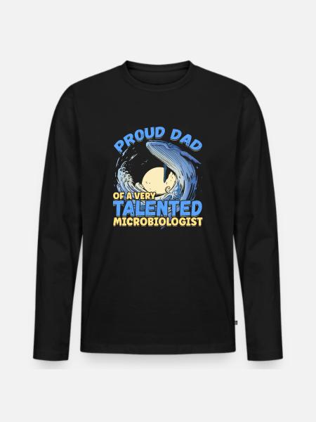 Fier papa d’un microbiologiste océanologue - T-shirt manches longues Premium bio Homme - noir