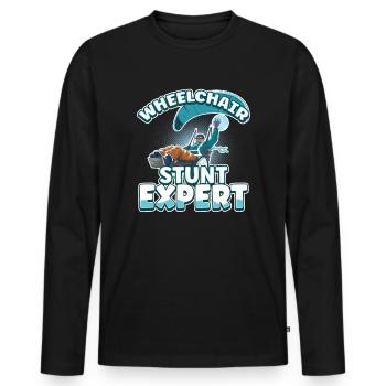 Handicap Wheelchair Design for an Amputation - Men's Premium Organic Long Sleeve Shirt - black - Front - Nico (187cm)