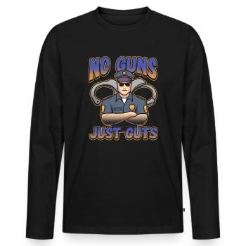 Conception de la ligne bleue pour un agent de police - T-shirt manches longues Premium bio Homme - noir - Devant - Nico (187cm)