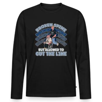 Handicap Wheelchair Design for an Amputation - Men's Premium Organic Long Sleeve Shirt - black - Front - Nico (187cm)
