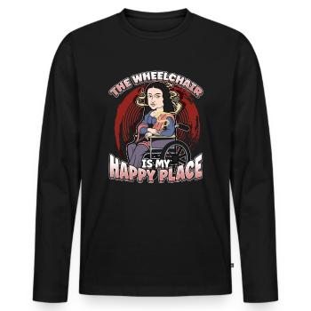 Handicap Wheelchair Design for an Amputation - Men's Premium Organic Long Sleeve Shirt - black - Front - Nico (187cm)
