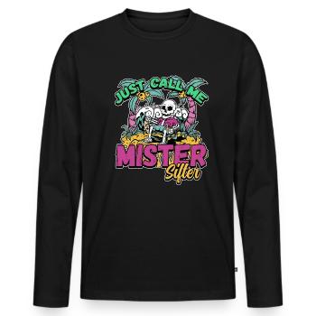 Fossil Tooth Collector Design for a Shark Fossil - Männer Premium Bio Langarmshirt - Schwarz - Vorne - Nico (187cm)