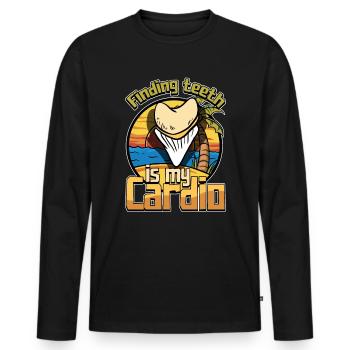 Fossil Tooth Collector Design for a Shark Fossil - Männer Premium Bio Langarmshirt - Schwarz - Vorne - Nico (187cm)