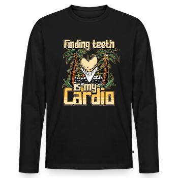 Fossil Tooth Collector Design for a Shark Fossil - Männer Premium Bio Langarmshirt - Schwarz - Vorne - Nico (187cm)