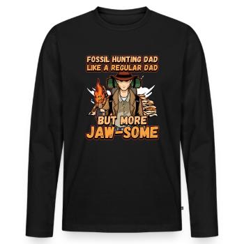 Fossil Tooth Collector Design for a Shark Fossil - Männer Premium Bio Langarmshirt - Schwarz - Vorne - Nico (187cm)