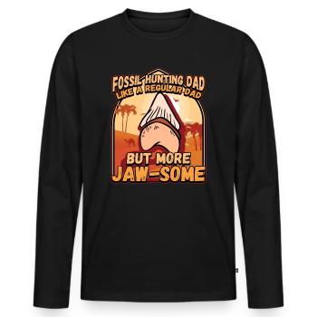 Fossil Tooth Collector Design for a Shark Fossil - Männer Premium Bio Langarmshirt - Schwarz - Vorne - Nico (187cm)