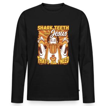 Fossil Tooth Collector Design for a Shark Fossil - Männer Premium Bio Langarmshirt - Schwarz - Vorne - Nico (187cm)