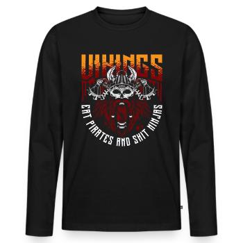Norse Viking History Design for Viking Warriors - Männer Premium Bio Langarmshirt - Schwarz - Vorne - Nico (187cm)