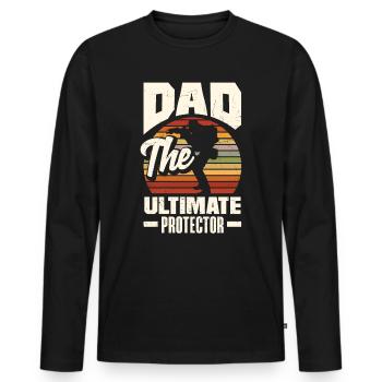 Dad The Ultimate Protector Father's Day - Männer Premium Bio Langarmshirt - Schwarz - Vorne - Nico (187cm)
