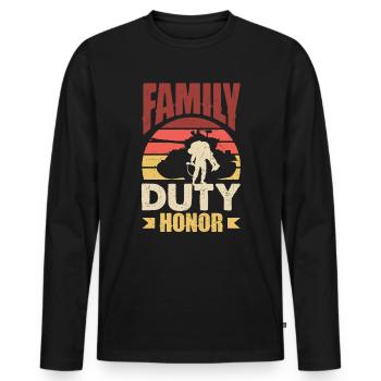 Family Duty Honor Father's Day - Männer Premium Bio Langarmshirt - Schwarz - Vorne - Nico (187cm)