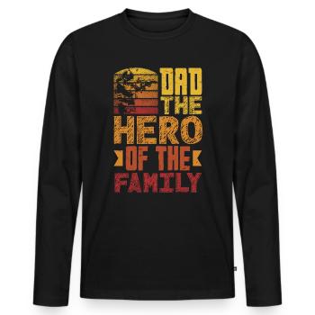 Dad The Hero Of The Family Father's Day - Men's Premium Organic Long Sleeve Shirt - black - Front - Nico (187cm)
