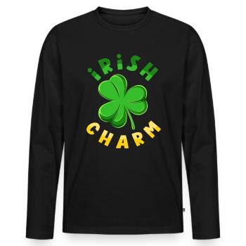 Irish Charm Celebrate Ireland St Patricks Day - Men's Premium Organic Long Sleeve Shirt - black - Front - Nico (187cm)