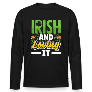 Irlandais et l’aimer St Patricks Day Shamrock - T-shirt manches longues Premium bio Homme - noir - Devant - Nico (187cm)
