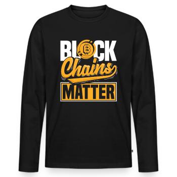 Block Chains Matter Cryptocurrency BTC - Männer Premium Bio Langarmshirt - Schwarz - Vorne - Nico (187cm)