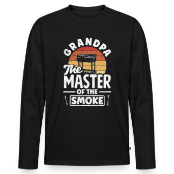 Grandpa The Master Of Smoke Father's Day BBQ - Men's Premium Organic Long Sleeve Shirt - black - Front - Nico (187cm)
