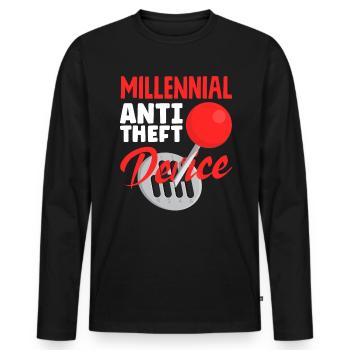 Auto Racing Mechanic Manual Millenial Anti Theft - Men's Premium Organic Long Sleeve Shirt - black - Front - Nico (187cm)