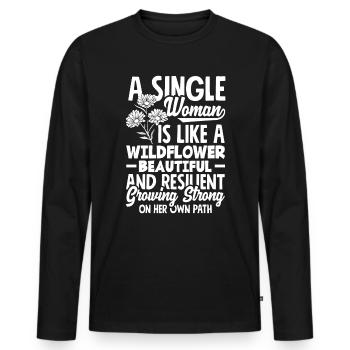 A single women is like a Wildflower Flowers - Men's Premium Organic Long Sleeve Shirt - black - Front - Nico (187cm)
