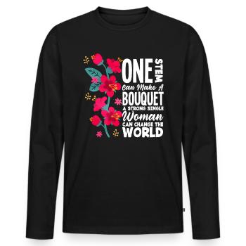 A Strong Single Women Can Change The World Flowers - Men's Premium Organic Long Sleeve Shirt - black - Front - Nico (187cm)