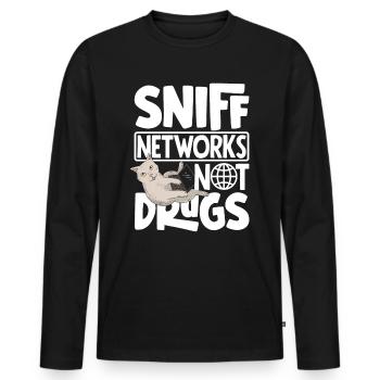 Sniff Networks Not Drugs Network Admin - Men's Premium Organic Long Sleeve Shirt - black - Front - Nico (187cm)