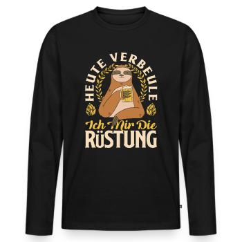 Heute verbeule ich mir die Rüstung Biertrinker & - Männer Premium Bio Langarmshirt - Schwarz - Vorne - Nico (187cm)