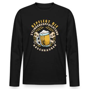 Gepflegt die Zylinderkopfdichtung abschrauben - Männer Premium Bio Langarmshirt - Schwarz - Vorne - Nico (187cm)