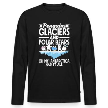 Penguins Glaciers and Polar Bears Expedition - Men's Premium Organic Long Sleeve Shirt - black - Front - Nico (187cm)