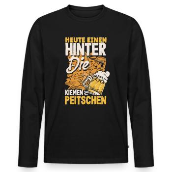 Heute einen hinter die Kiemen peitschen Bier - Männer Premium Bio Langarmshirt - Schwarz - Vorne - Nico (187cm)