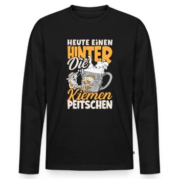 Heute einen hinter die Kiemen peitschen Bier - Männer Premium Bio Langarmshirt - Schwarz - Vorne - Nico (187cm)