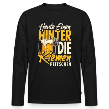 Heute einen hinter die Kiemen peitschen Bier - Männer Premium Bio Langarmshirt - Schwarz - Vorne - Nico (187cm)