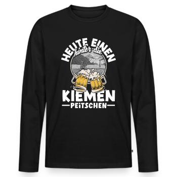 Heute einen hinter die Kiemen peitschen Bier - Männer Premium Bio Langarmshirt - Schwarz - Vorne - Nico (187cm)