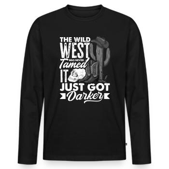 Le Far West n’a jamais été apprivoisé, il est juste devenu plus sombre - T-shirt manches longues Premium bio Homme - noir - Devant - Nico (187cm)