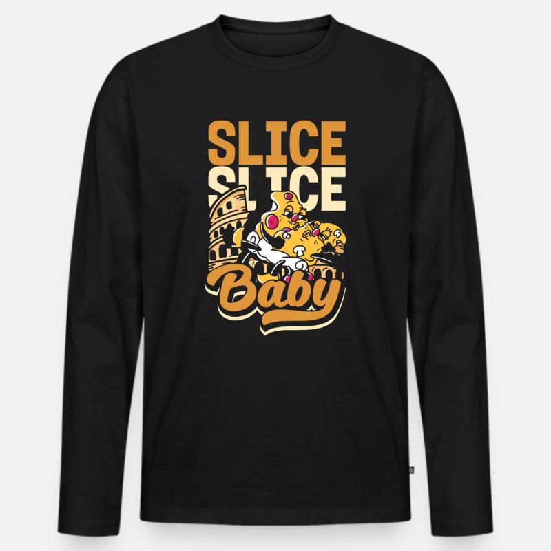 Slice slice baby - Männer Premium Bio Langarmshirt - Schwarz
