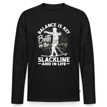 Balance is key, both on the slackline and in life - Men's Premium Organic Long Sleeve Shirt - black - Front - Nico (187cm)