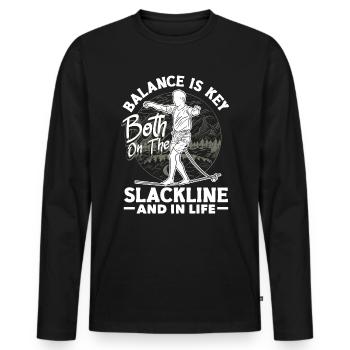 Balance is key, both on the slackline and in life - Men's Premium Organic Long Sleeve Shirt - black - Front - Nico (187cm)