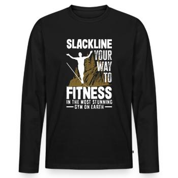 Slackline your way to fitness, in the most - Men's Premium Organic Long Sleeve Shirt - black - Front - Nico (187cm)