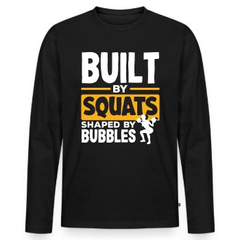 Built by Squats Shaped by Bubbles - Männer Premium Bio Langarmshirt - Schwarz - Vorne - Nico (187cm)