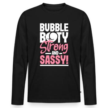 Bubble Booty, fort et impertinent - T-shirt manches longues Premium bio Homme - noir - Devant - Nico (187cm)