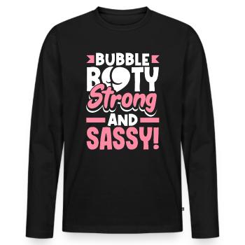 Bubble Booty, fort et impertinent - T-shirt manches longues Premium bio Homme - noir - Devant - Nico (187cm)