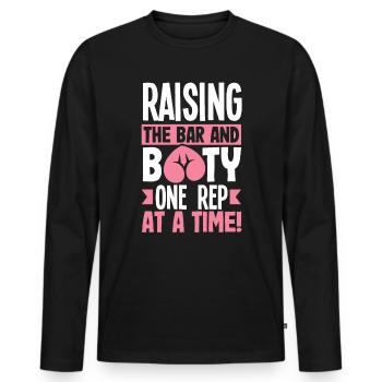 Relever la barre et le butin, un représentant à la fois - T-shirt manches longues Premium bio Homme - noir - Devant - Nico (187cm)