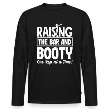 Raising the Bar and Booty, One Rep at a Time - Männer Premium Bio Langarmshirt - Schwarz - Vorne - Nico (187cm)