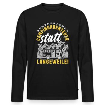 Rentnerleben - Campingabenteuer statt Langeweile - Männer Premium Bio Langarmshirt - Schwarz - Vorne - Nico (187cm)