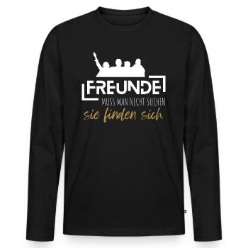 Beste Freunde FREUND Kumpel Kumpels - Männer Premium Bio Langarmshirt - Schwarz - Vorne - Nico (187cm)