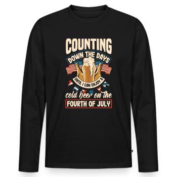 Counting down the days until I can enjoy cold beer - Männer Premium Bio Langarmshirt - Schwarz - Vorne - Nico (187cm)