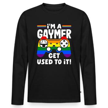 Je suis gaymer, habituez-vous ! LGBTQ+ - T-shirt manches longues Premium bio Homme - noir - Devant - Nico (187cm)